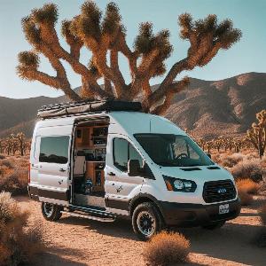 Ford Transit camper van, van life in Joshua Tree at sunset (7)